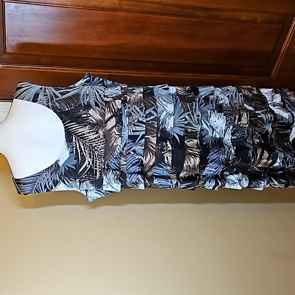 CREATION DRESS XXL SLEEVELESS BROWN BLACK WHITE RUFFLE - Picture 7 of 9